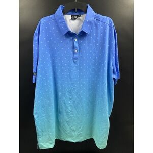Sunday Swagger Polo Shirt Men XXL‎ Blue Palm Tree Ombre Performance Stretch Golf